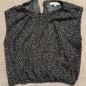 LOFT Black and Cream Dotted Blouse